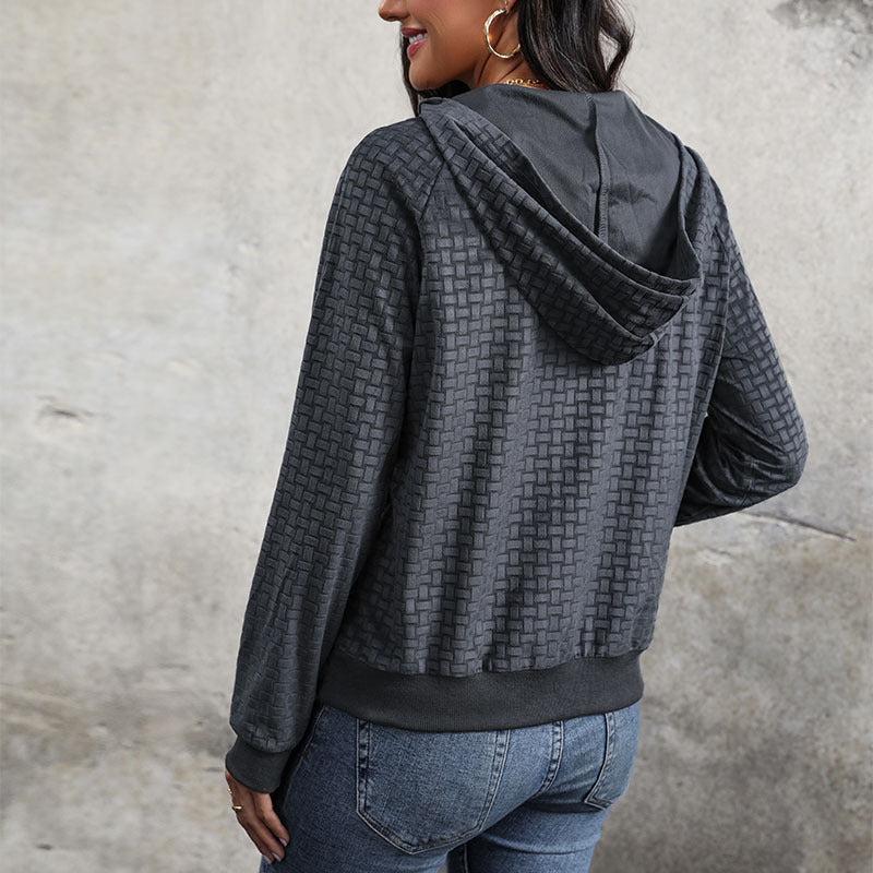 Autumn Women Clothing Texture Hooded Sweatshirt for Women