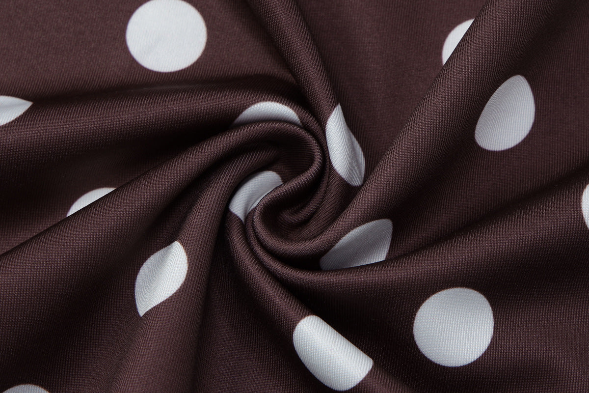 French Women Clothing Winter Printed Polka Dot Slim Fit Slimming Sheath Strap Dress for Women
