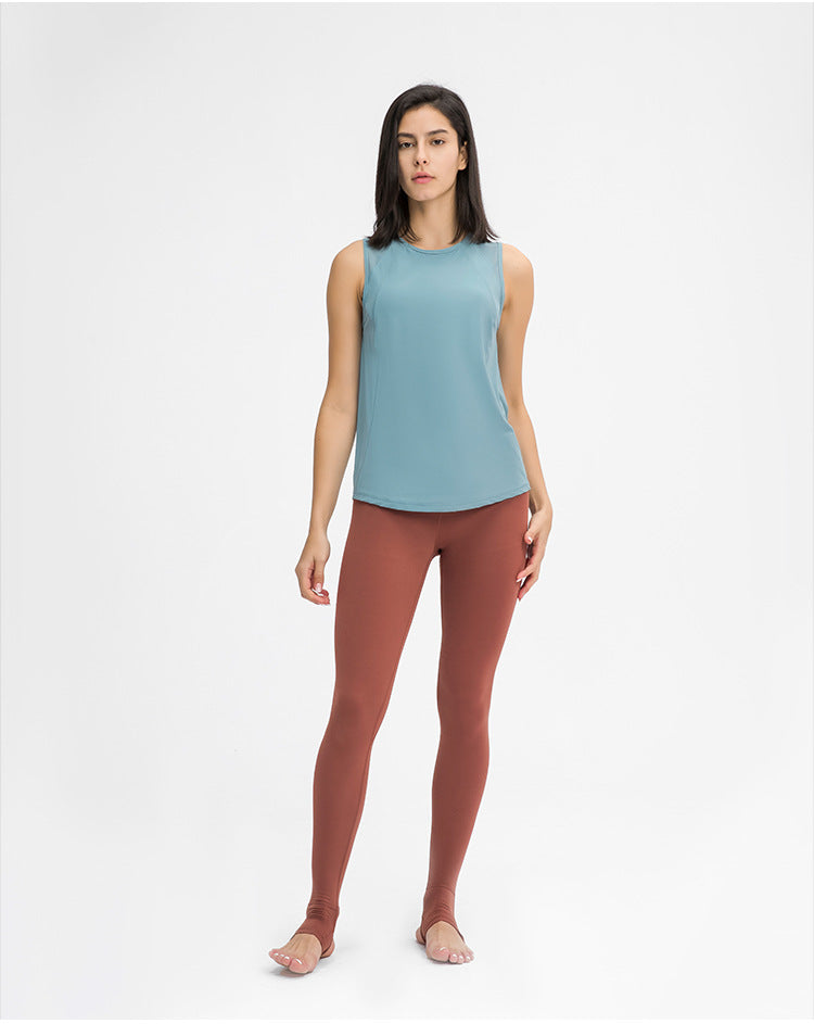 Spring Summer Back Hollow Out Cutout Sports Sleeveless T shirt Light Breathable Cooldry Workout Top