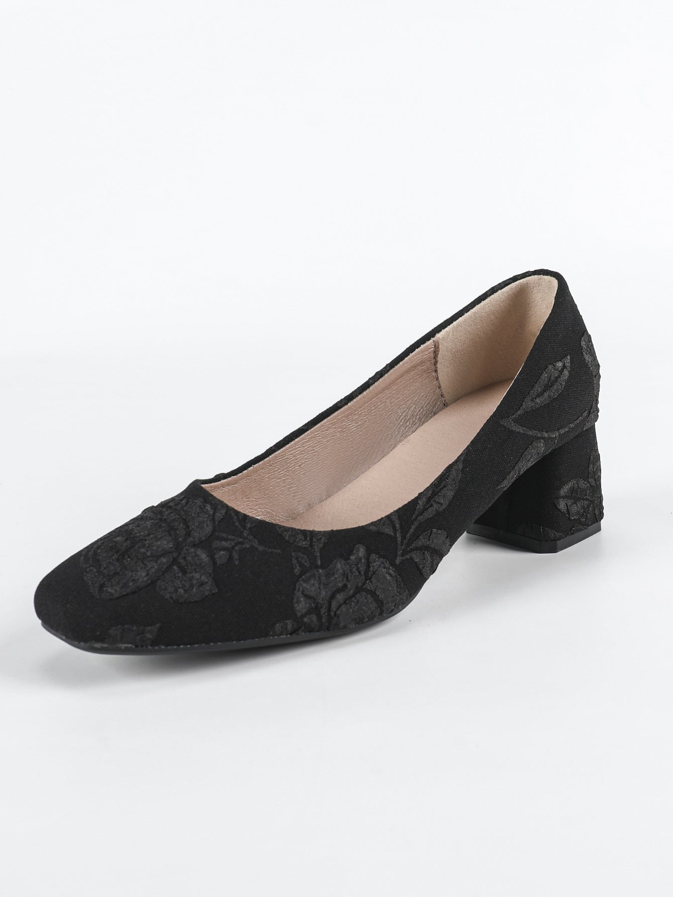 Women Shoes Low Heel Flat Heel Shallow Mouth All Match Square Toe Mary Jane Pumps Grandma Shoes