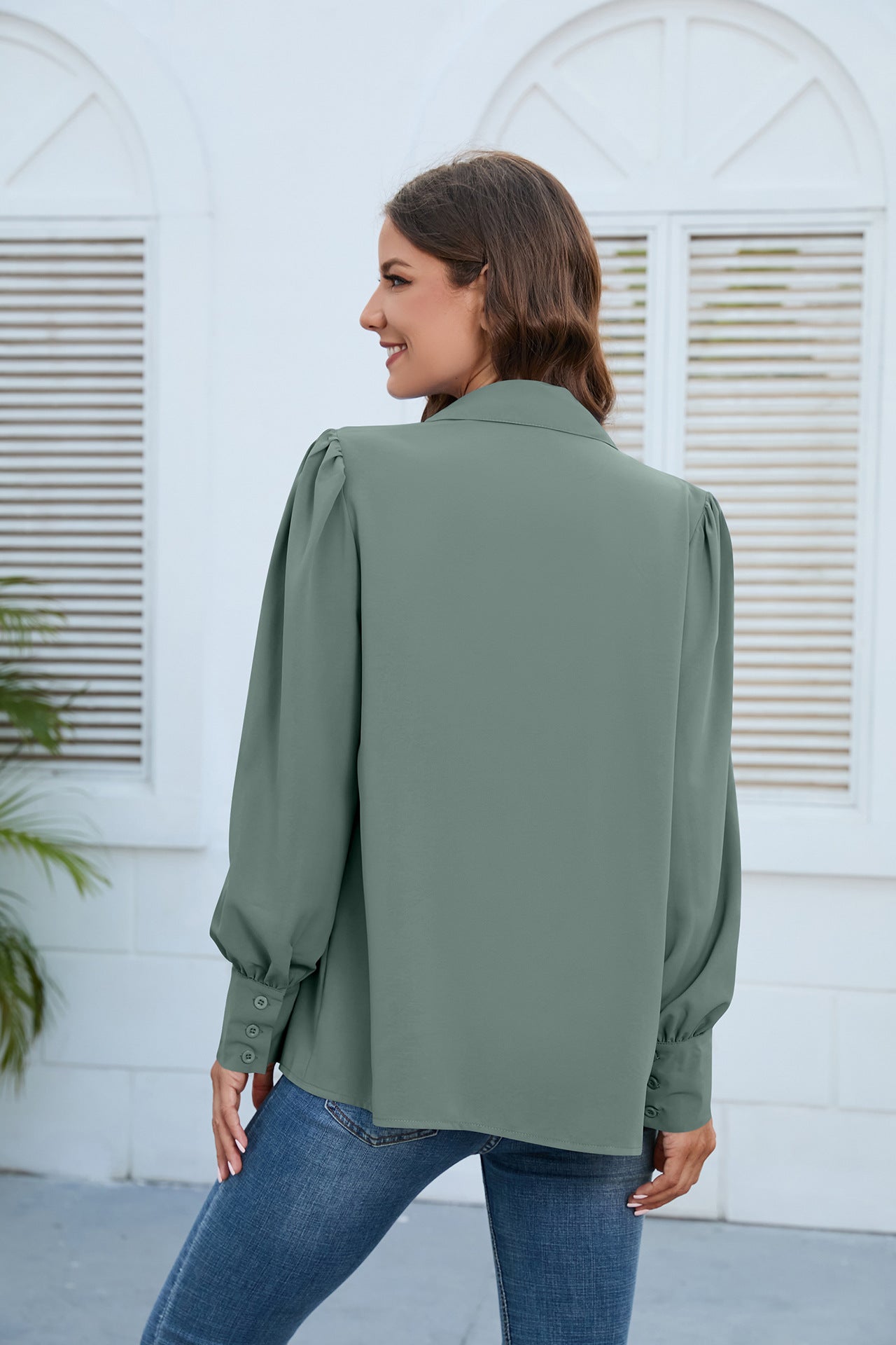 Women Clothing Spring Autumn Chiffon Shirt Women Shirt Pleated Long Sleeved Top Women