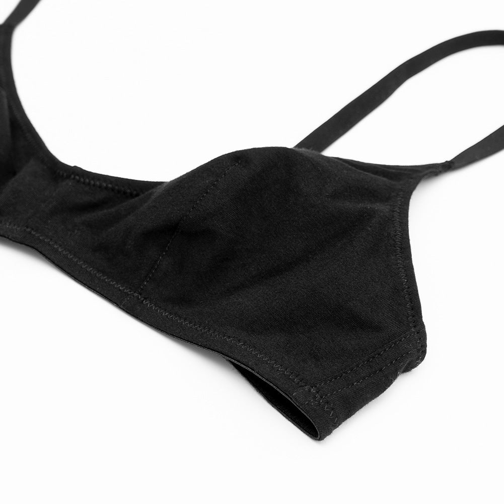 Simple Underwear Women Soft Breathable Underwired Not Empty Cup High Elastic Sports Vest Type Bra Set