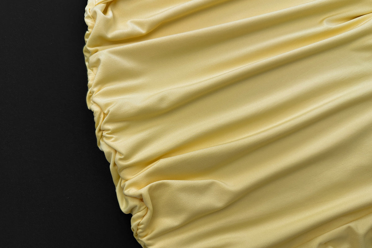 Women Clothing Sexy Tube Top Pleated Cut out Ruffled Sheath Dress