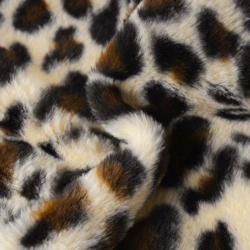 Women Clothing Two Piece Sets Leopard Fur Stitching Leather Tube Top Sexy Hip Skirt Two Piece Sets
