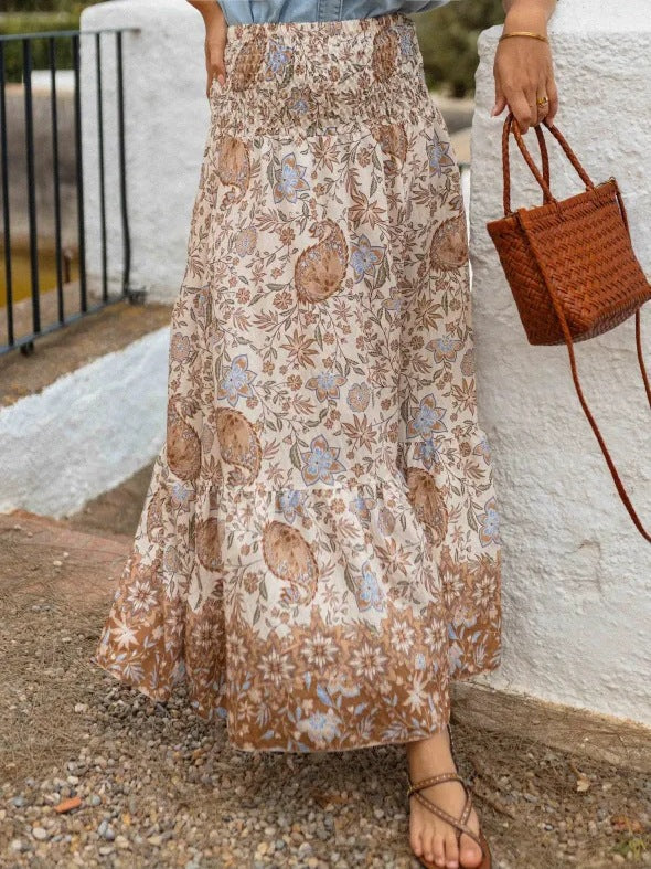 Summer Skirt Bohemian Print Holiday Big Hem Skirt Women