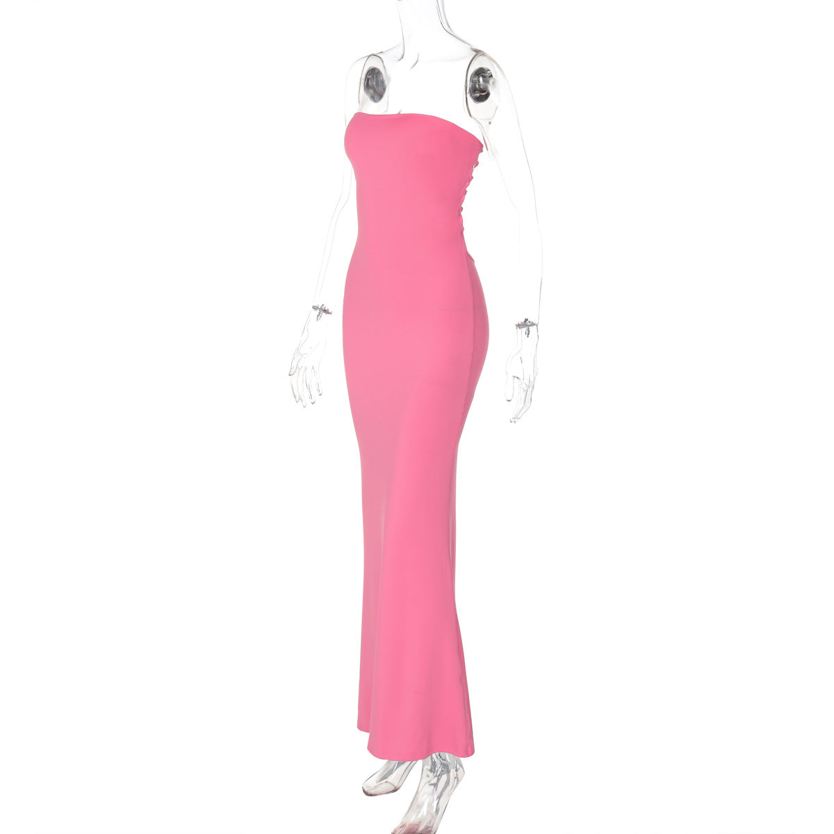 Women Clothing Summer off Neck Tube Top Backless Lace up Sexy Tight Waist Slimming Dress