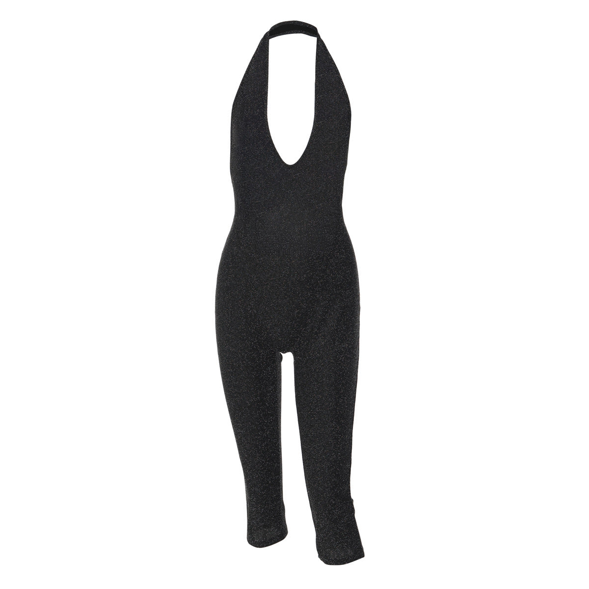 Women Winter Gold Silver Thread Sexy V neck Halter Slim Fit Backless Jumpsuit