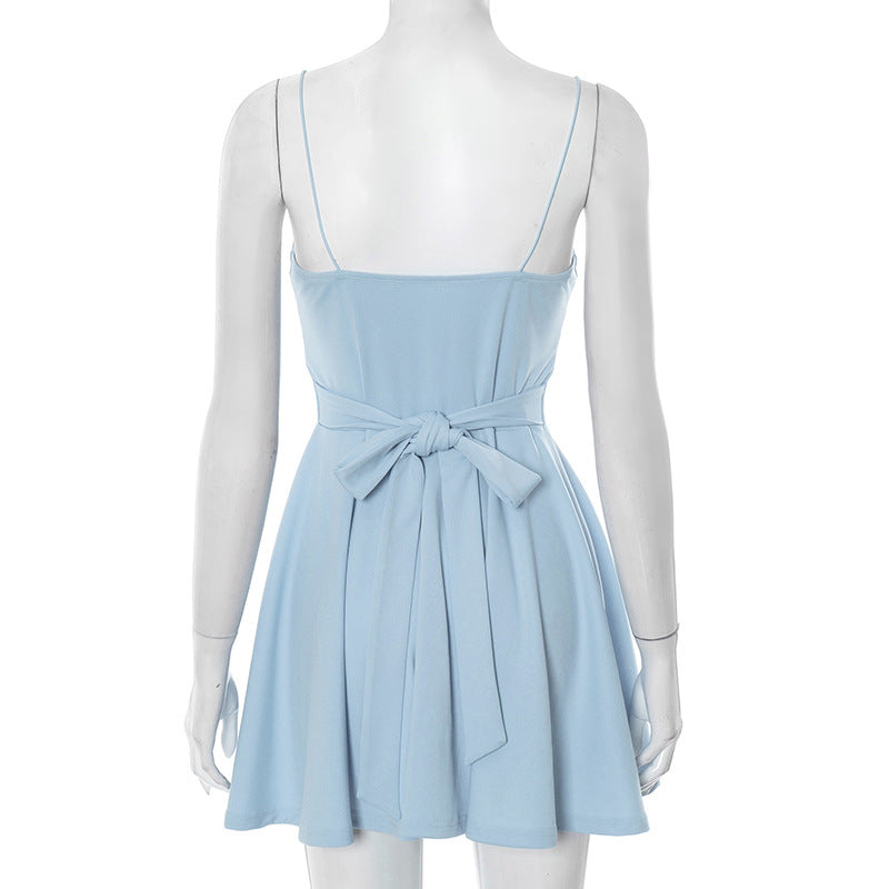 Women Clothing Summer Simple Sexy Solid Color Slip Dress Women