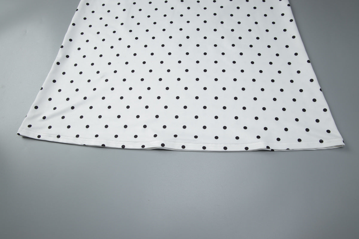 Women Clothing Winter Polka Dot Sexy Sling Slim Skirt Two Piece Set