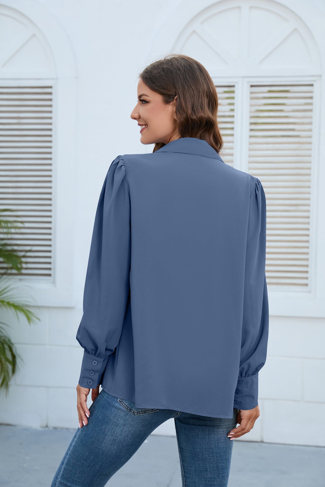 Women Clothing Spring Autumn Chiffon Shirt Women Shirt Pleated Long Sleeved Top Women