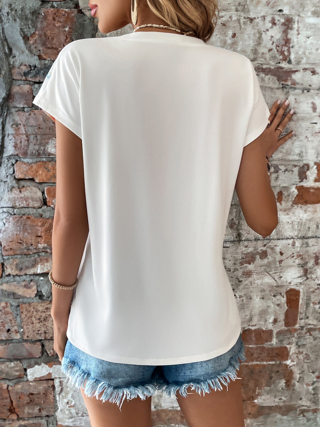 Women Clothing Short Sleeve Beach Shirt Digital Printing Shirt