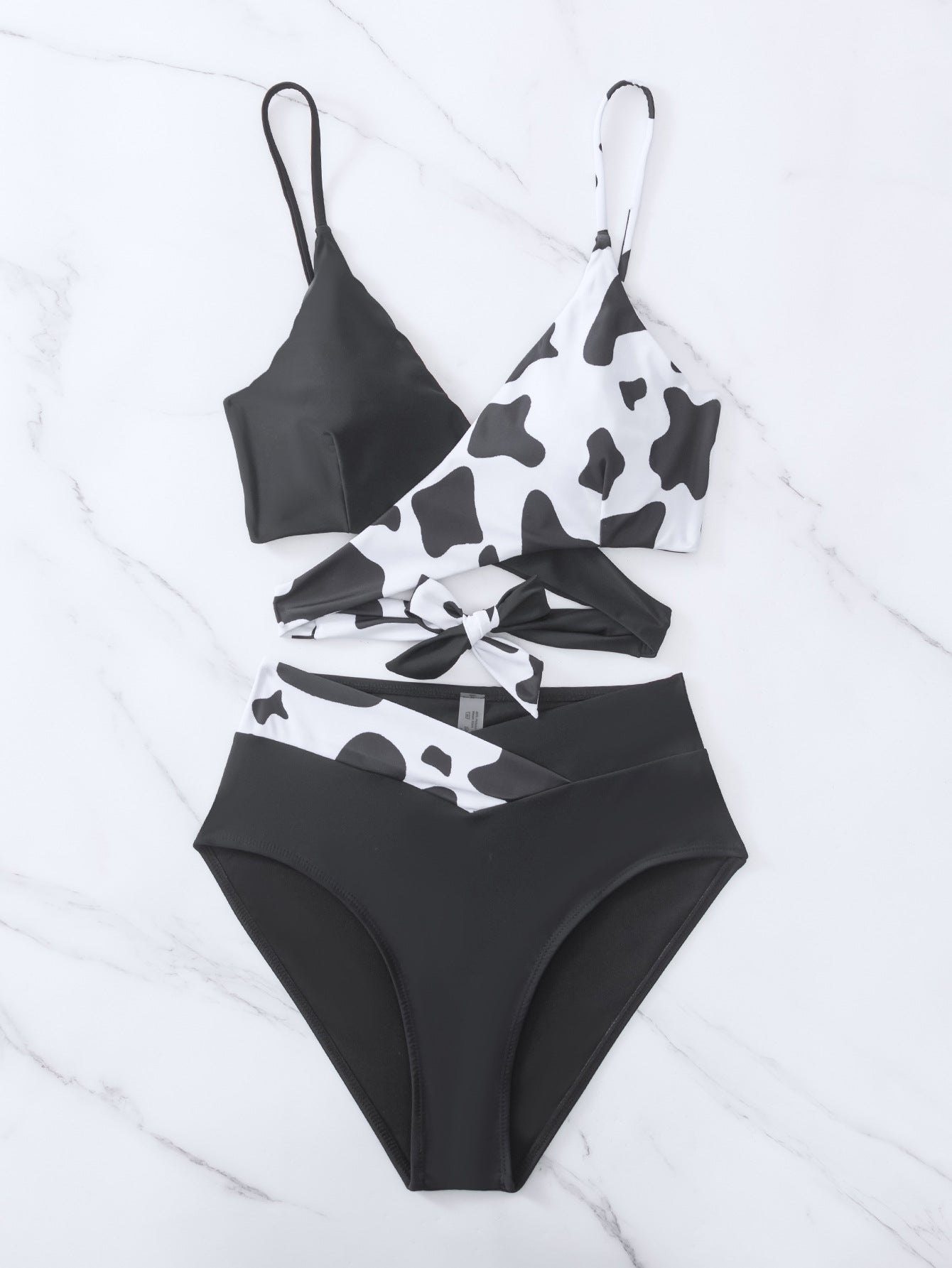 Bikini Printing Tied High Waist Sexy Bikini Split Swimsuit Swimwear