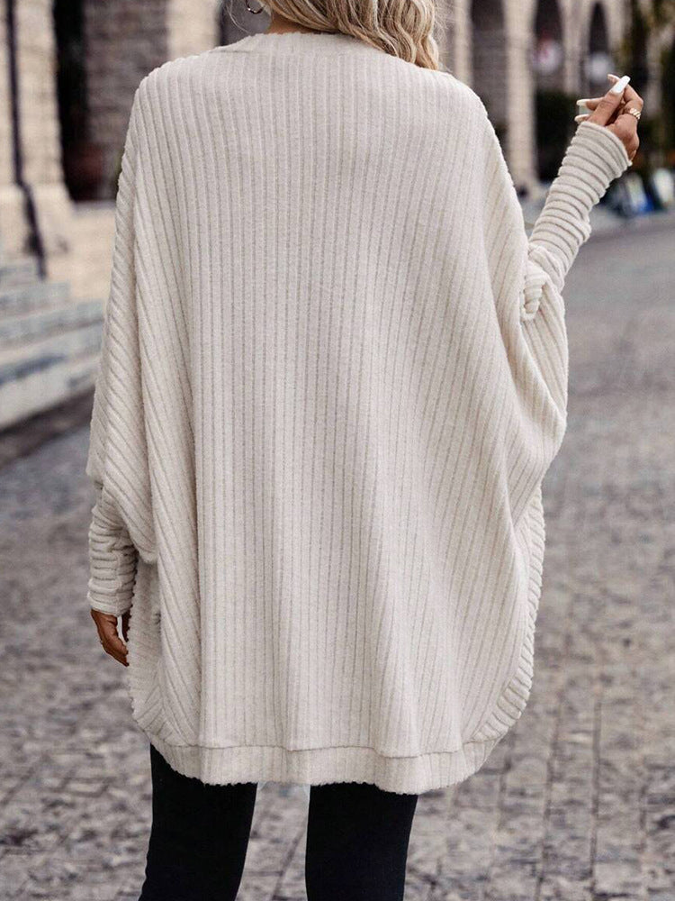 Cardigan Coat Women Autumn Winter Solid Color V neck Loose Knitted Sweater