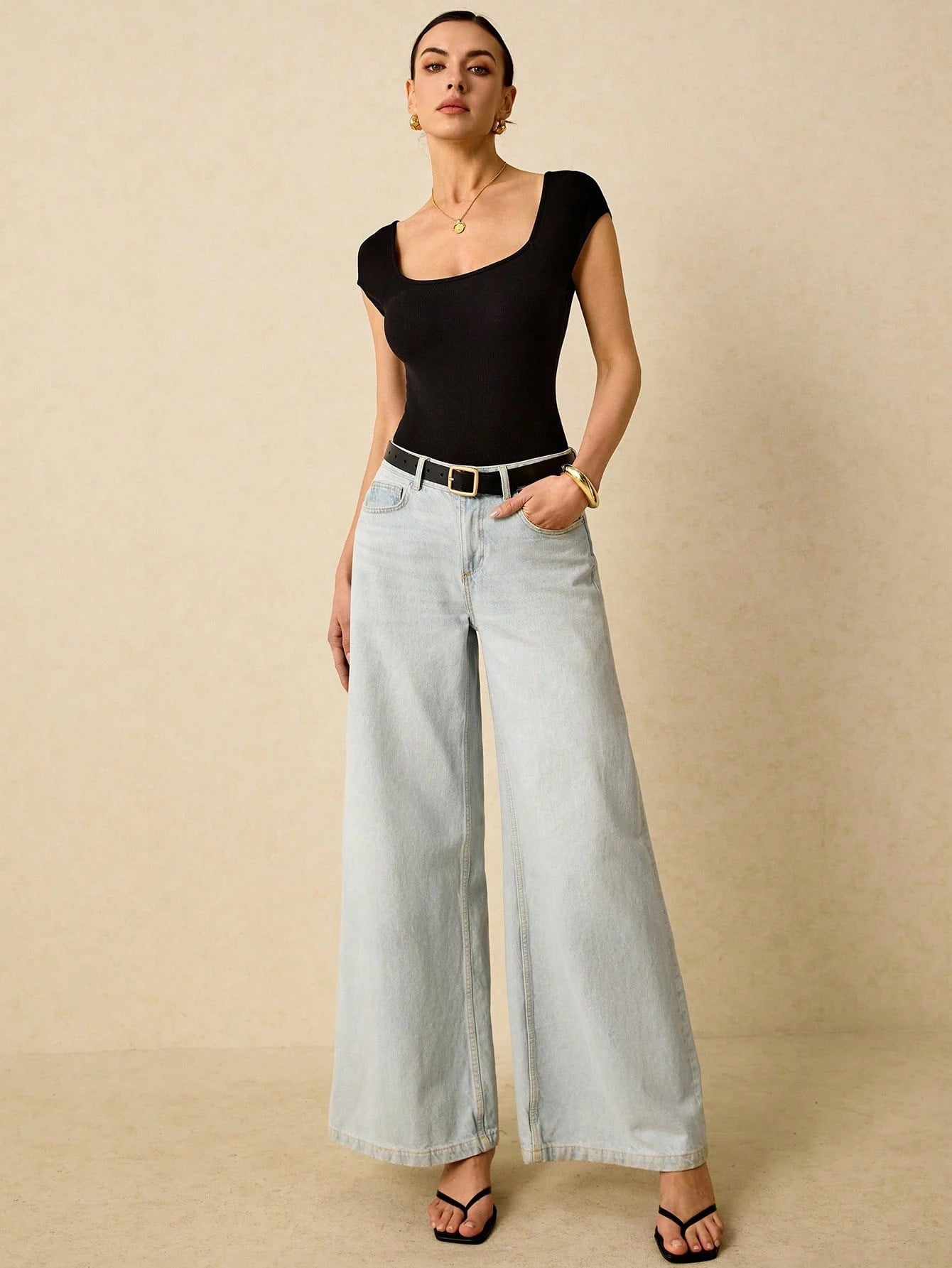 Elegant Summer Retro Hepburn Square Collar Short Sleeve Backless Knitted Top Jumpsuit Women