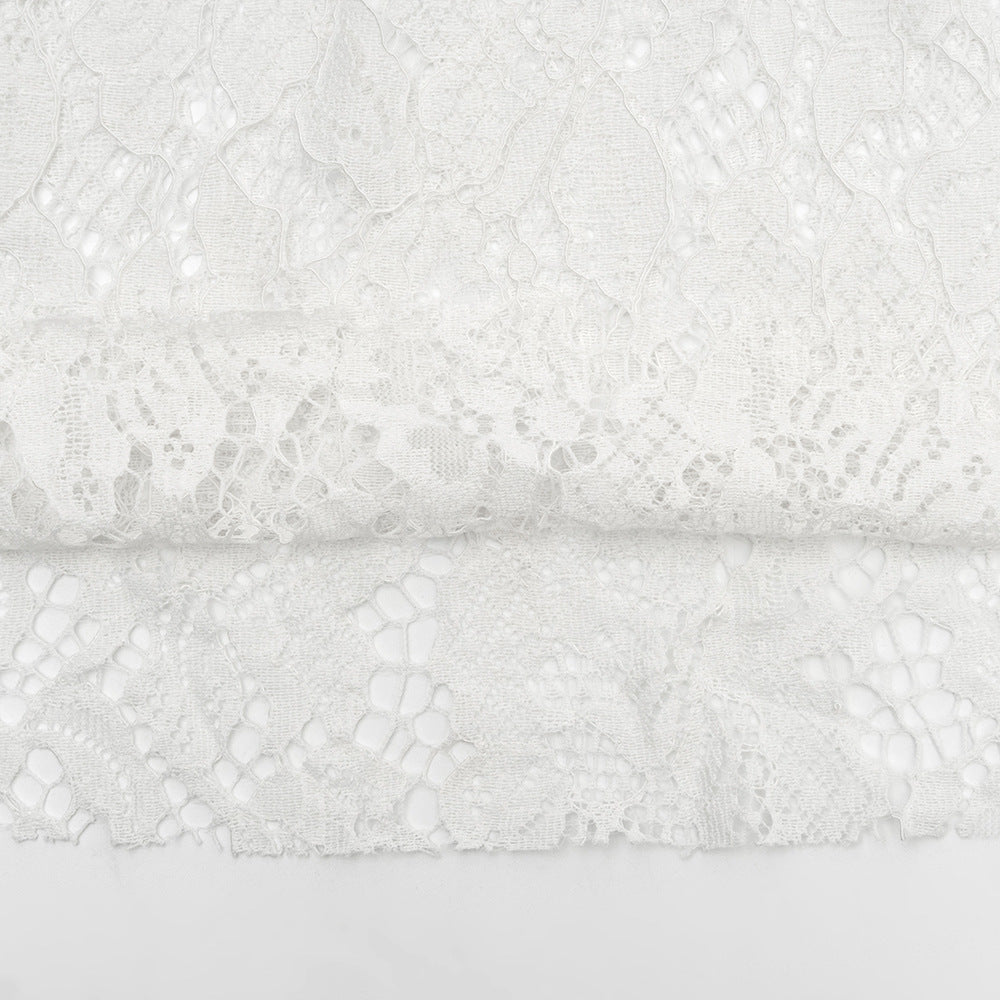 Retro White Lace Wood Grain Gentle Splicing Sling Dress in Time
