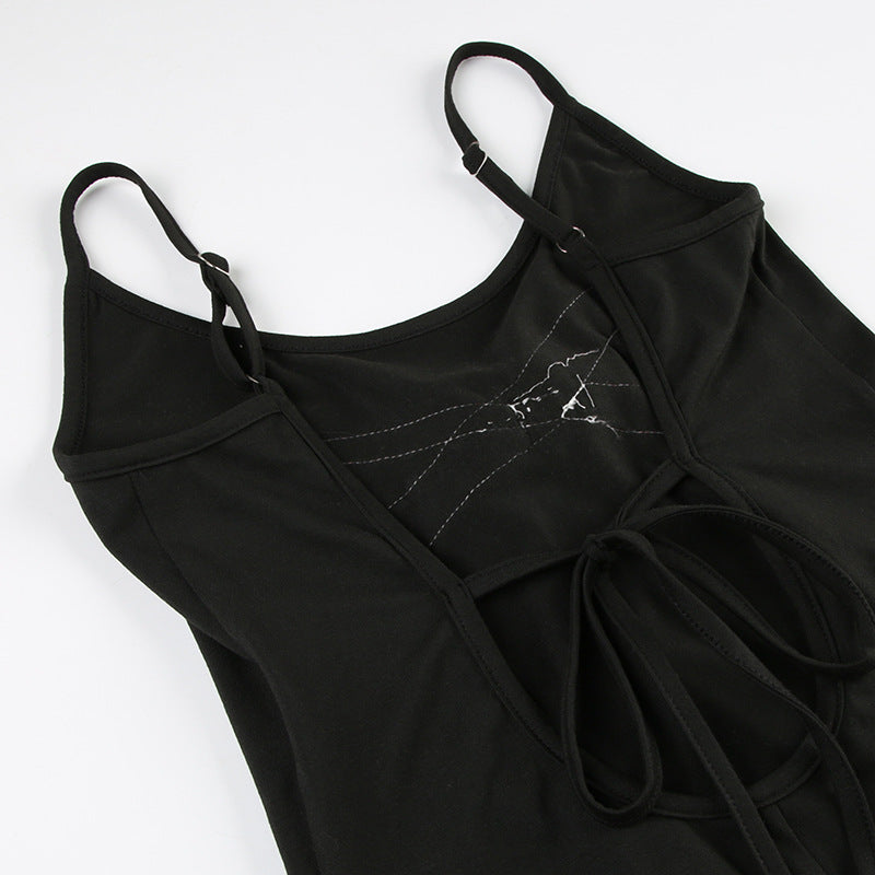 Teenage Casual Three Dimensional Bow Ribbon Stitching Dress Slim Fit Hip Spaghetti Straps Shorts