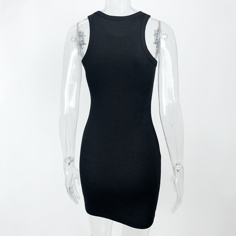 Summer Women Thread Sleeveless Sexy Hip Simple Slim Vest Dress