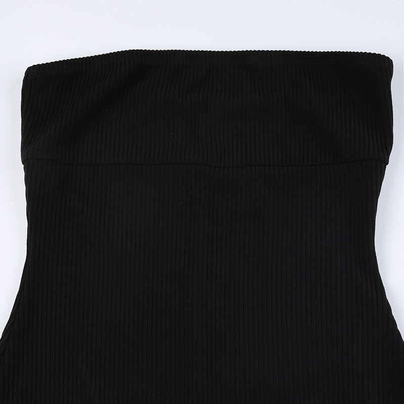 Women Clothing Basic Solid Color Slim Fit Tube Top off Neck Waist Tight Sports Casual Yoga One Piece Trousers