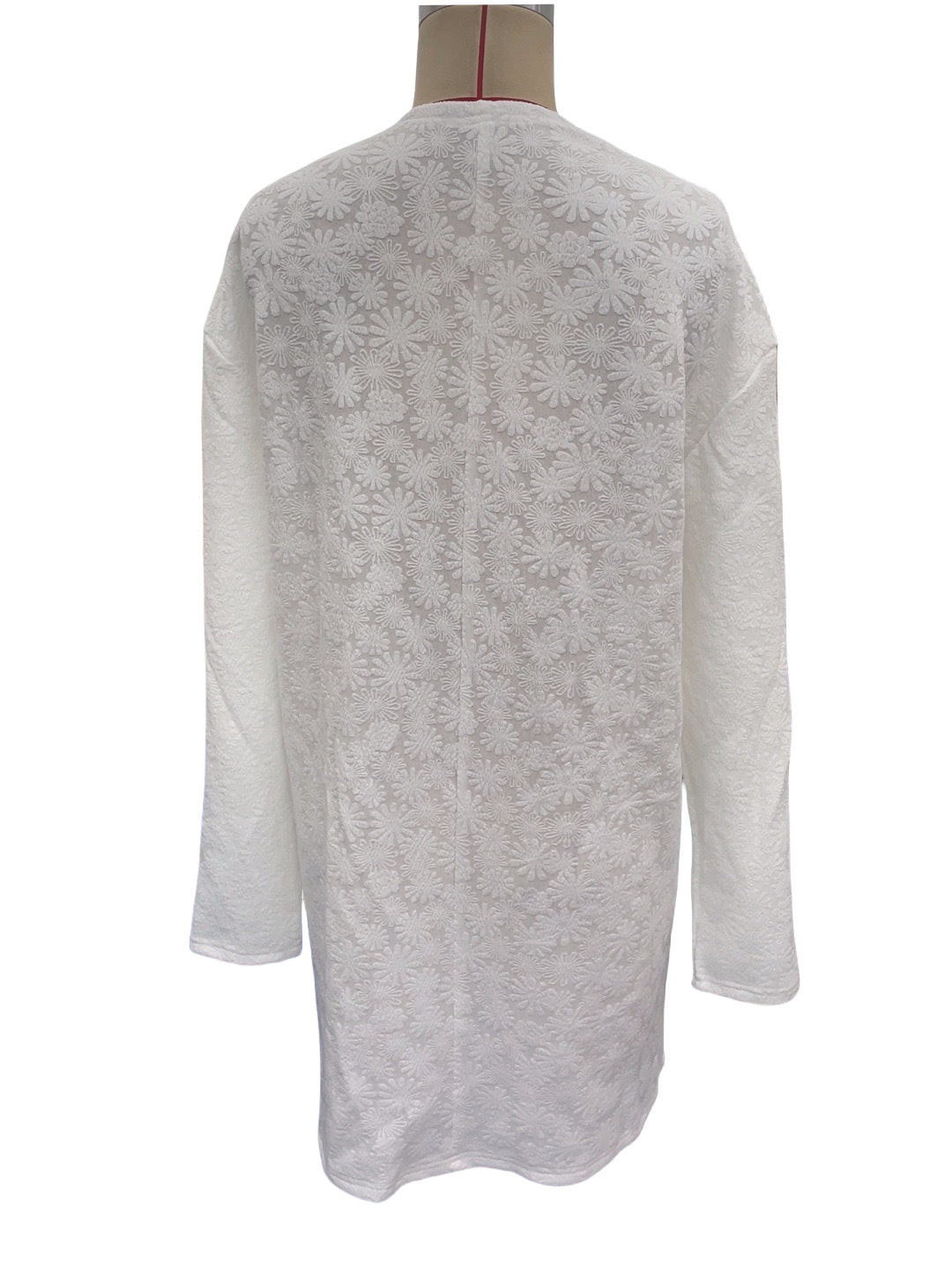 Autumn Winter Elegant Solid Color Knitted Jacquard Long Sleeve Long Cardigan Top Women Coat