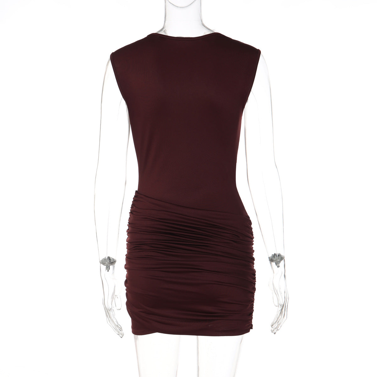Women Clothing Sexy V neck Slim Ruffle Hip Sleeveless Dress