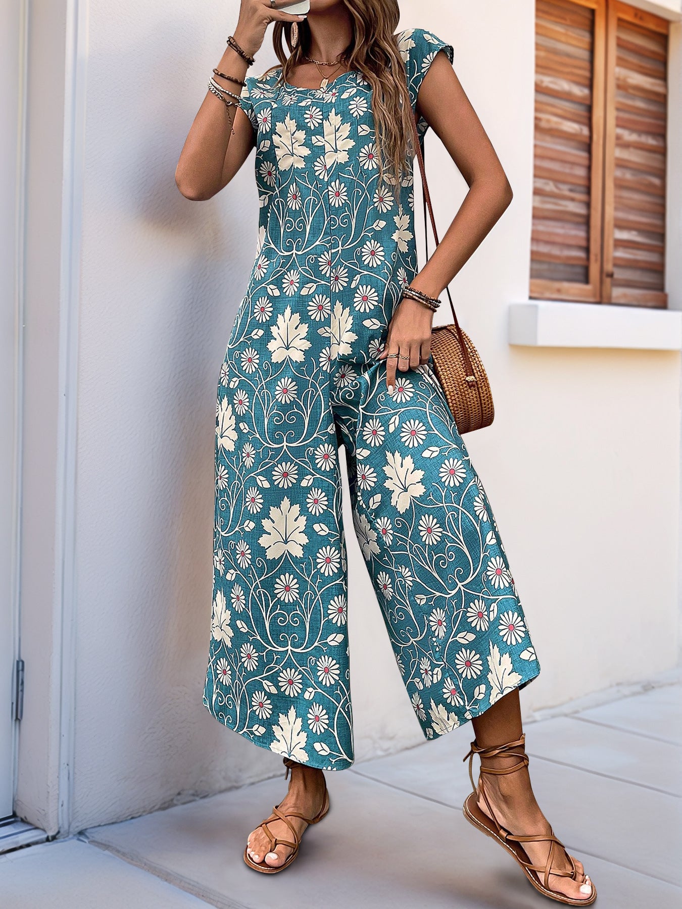 Summer Jumpsuit Printed Wide Leg Jumpsuit