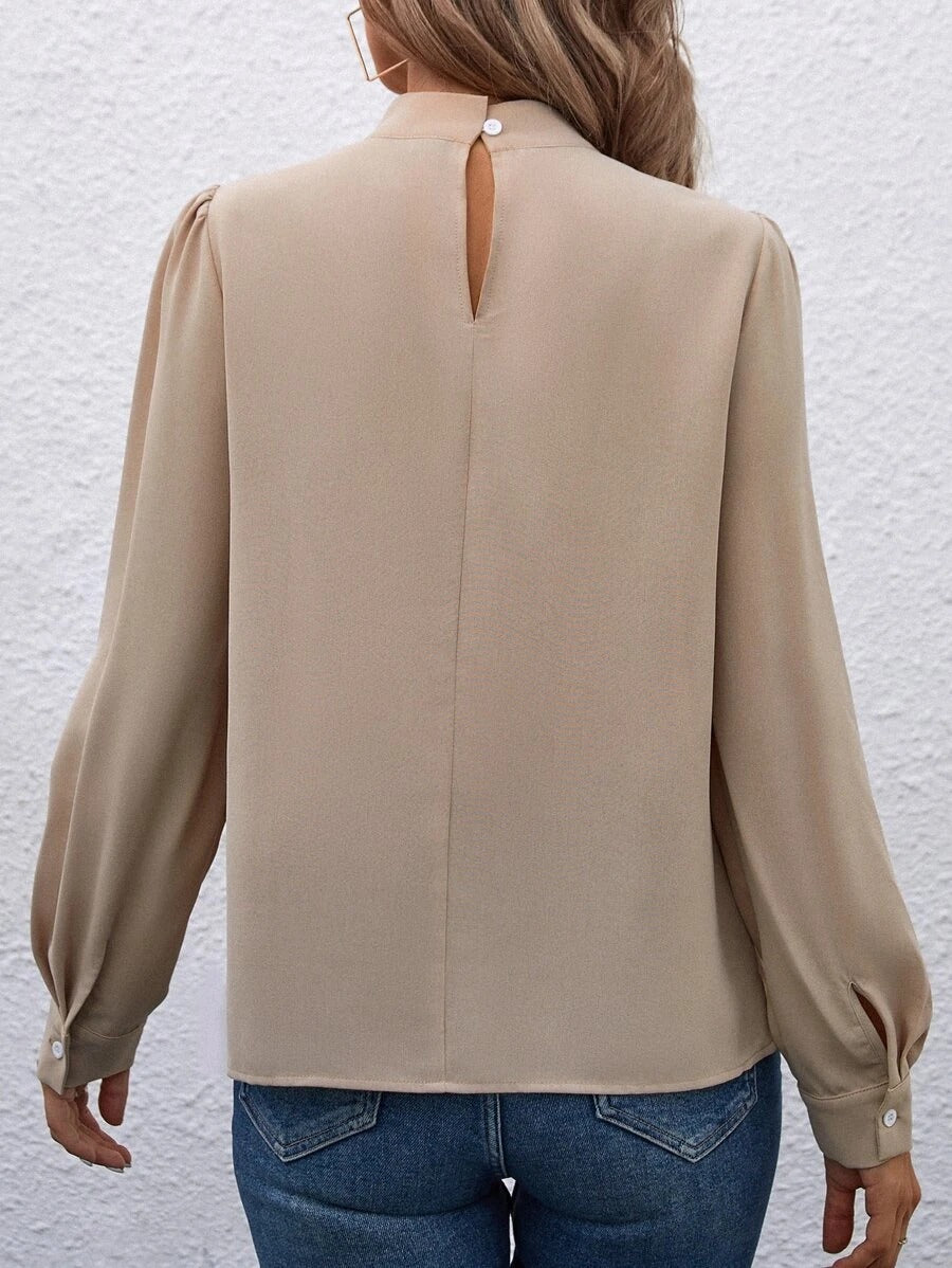 Women Clothing Spring Summer Long Sleeve Satin Top Shirt