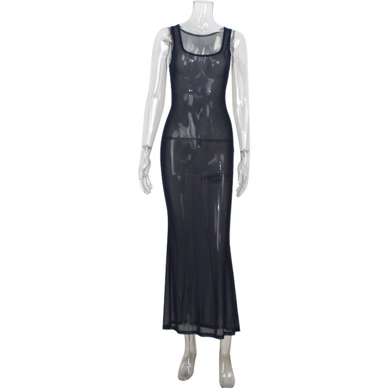 Summer Lady Sexy Sheer Mesh Beach Holiday Dress Evening Dress Women