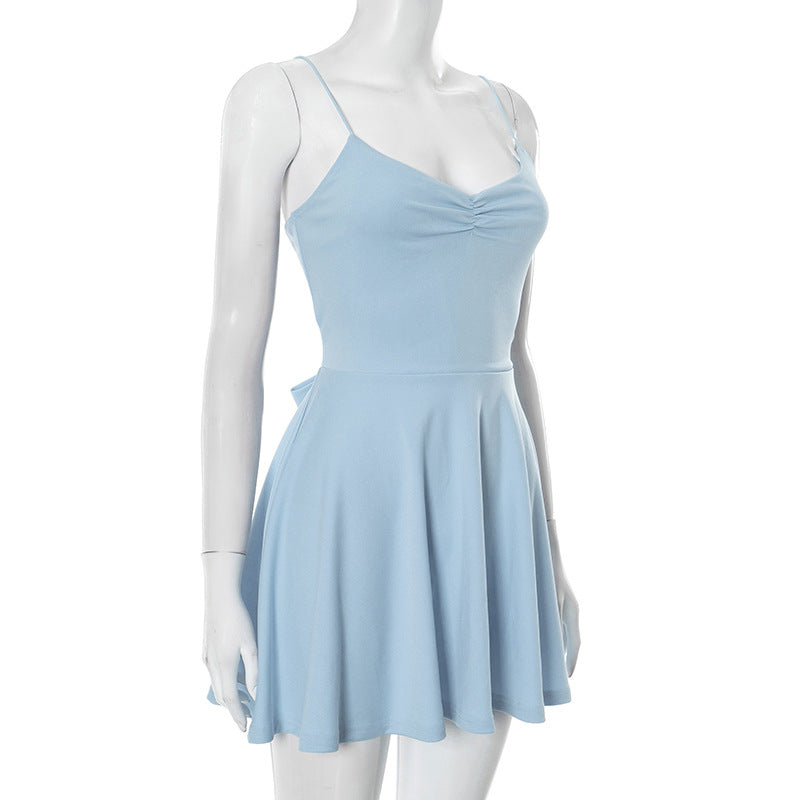Women Clothing Summer Simple Sexy Solid Color Slip Dress Women