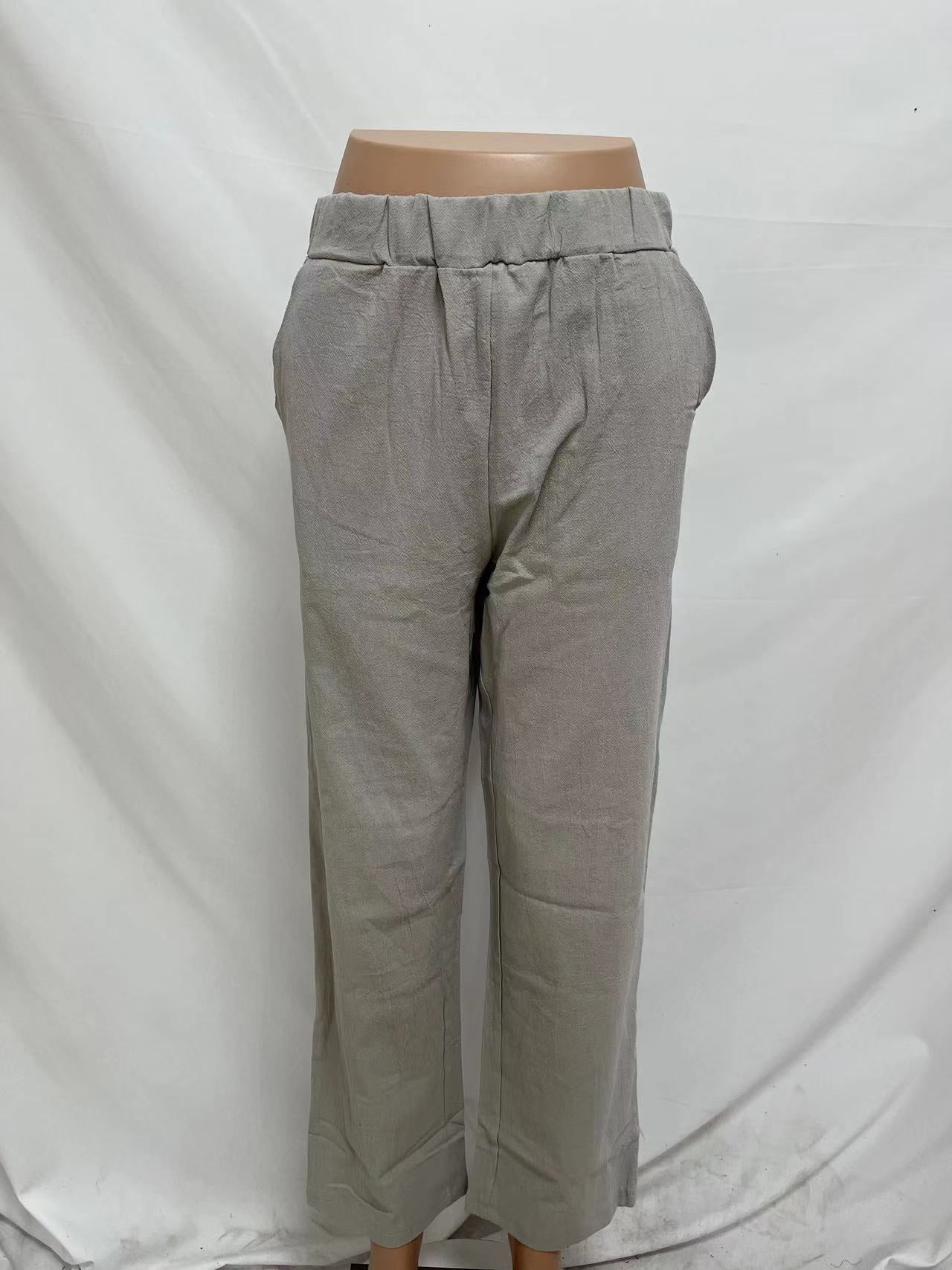 Summer Dried Shrimp Women Casual Elastic Straight Leg Trousers