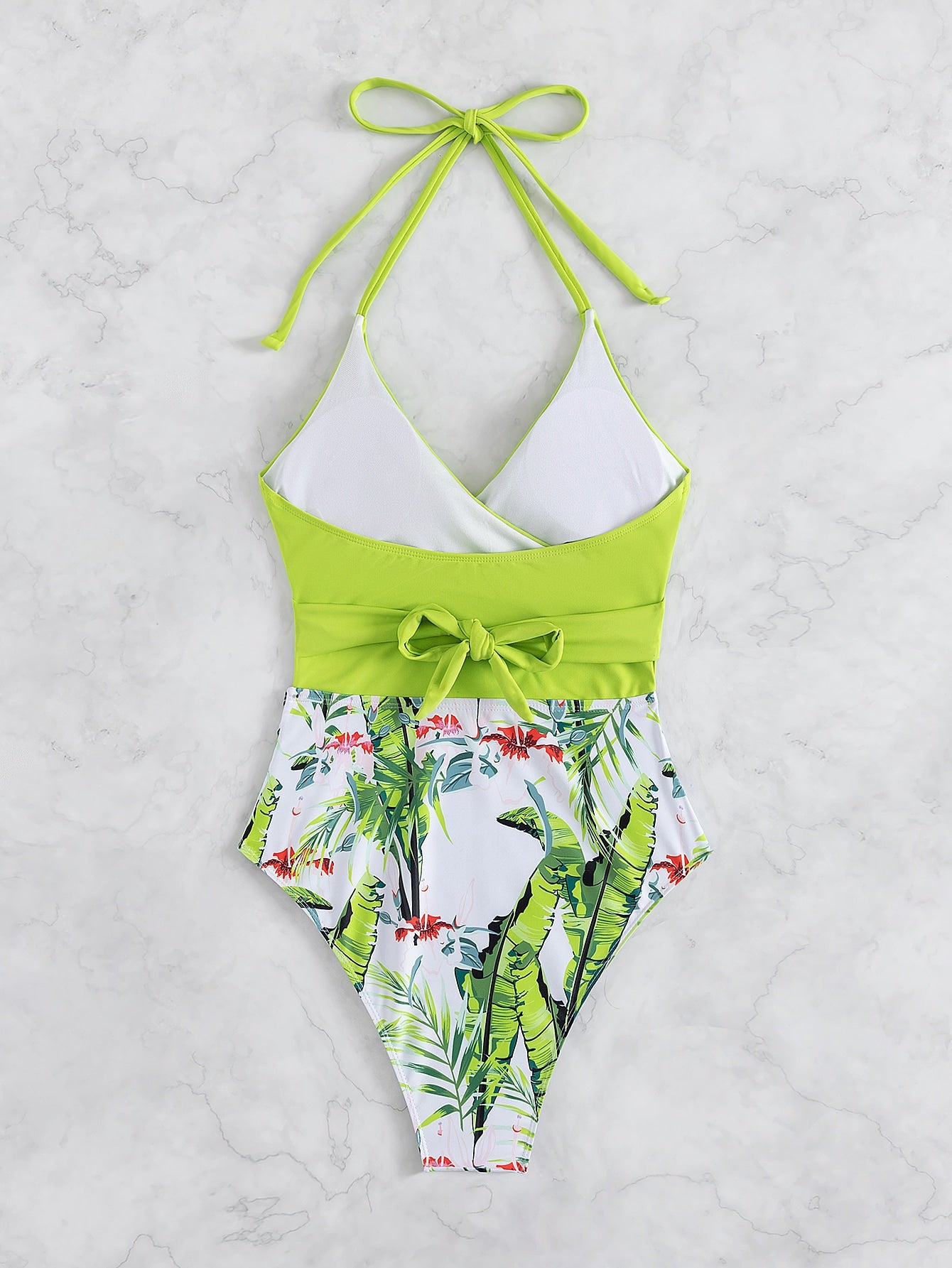 Swimsuit Women Triangle One Piece Lace Printing Bikini Swimsuit Crisscross