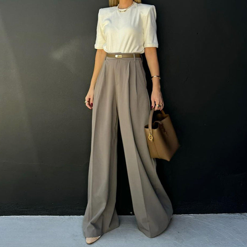 Straight High Waist Work Pant Women Loose Wide Leg Pants Work Pant