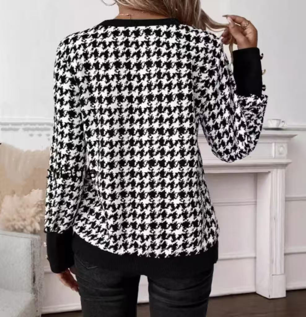 Women Clothing Spring Summer Casual Leopard Print V neck Long Sleeve T shirt