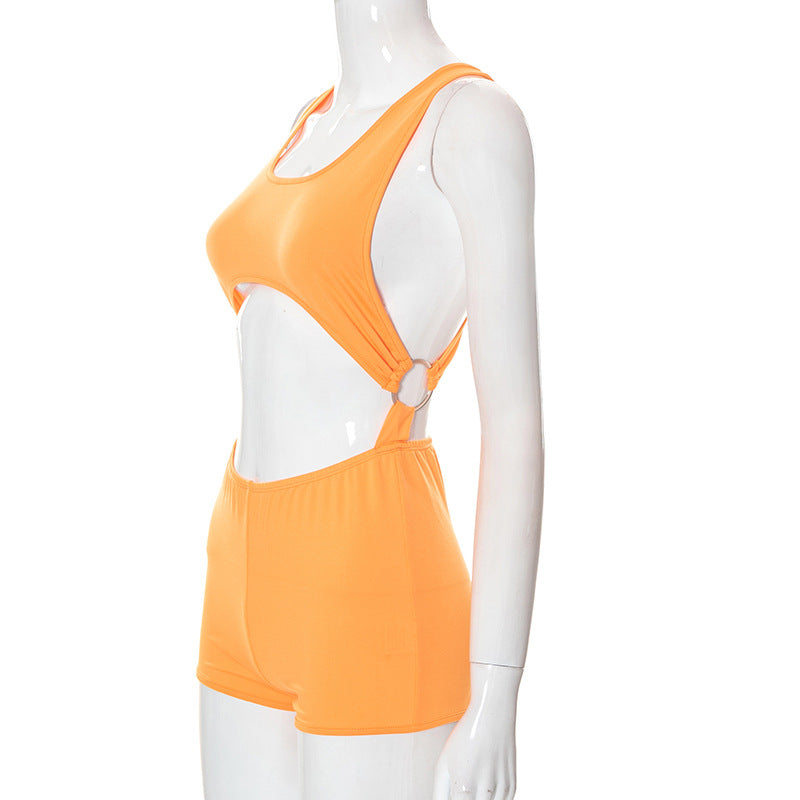 Women Wear Solid Color Fitness Bodybuilding Breathable Sexy Tight Romper