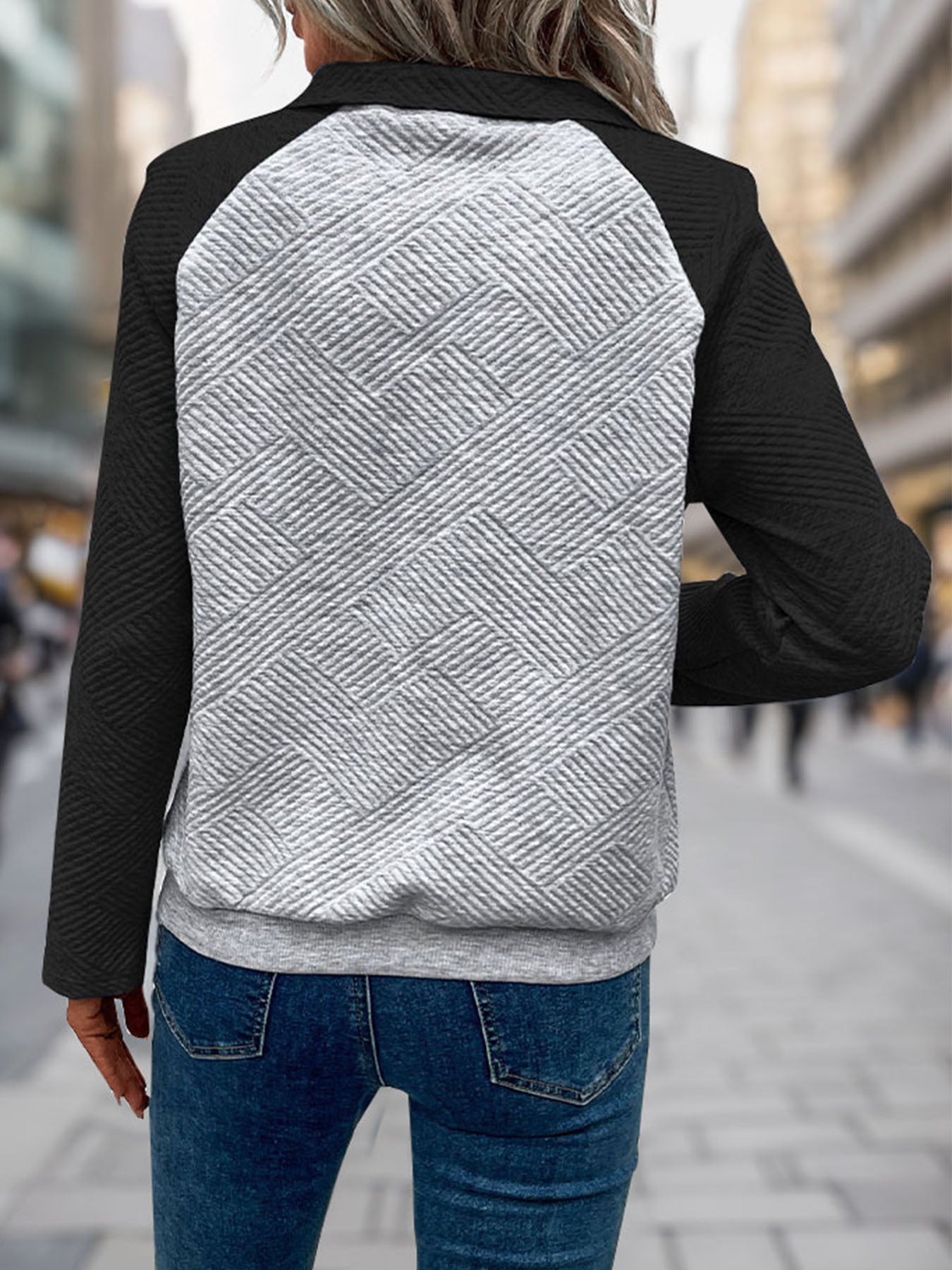 Fall Sweatshirt Pullover Multicolor Polo Collar Sweatshirt for Women