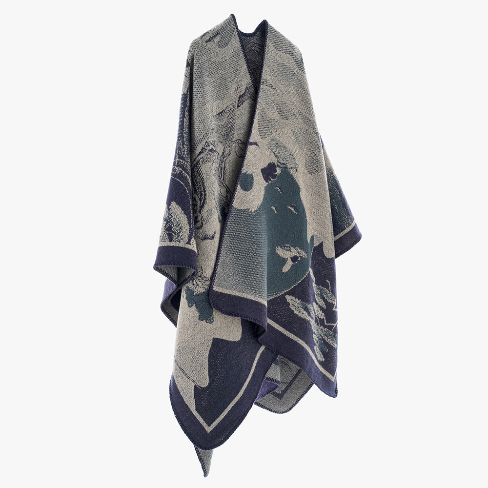 Products Women Shawl Scarf Minority Thickened Koi Pattern Cloak Travel Photography Outerwear