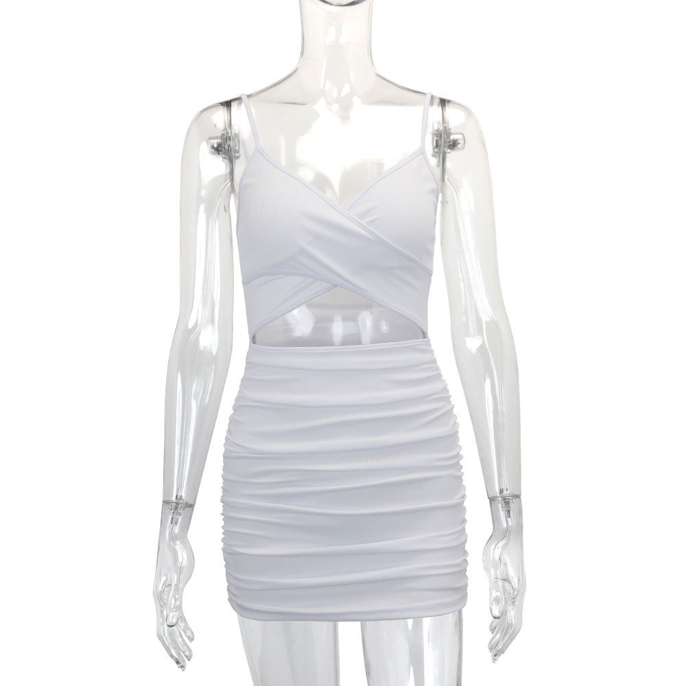 Women Clothing Cross Hollow Out Cutout out Camisole Dress