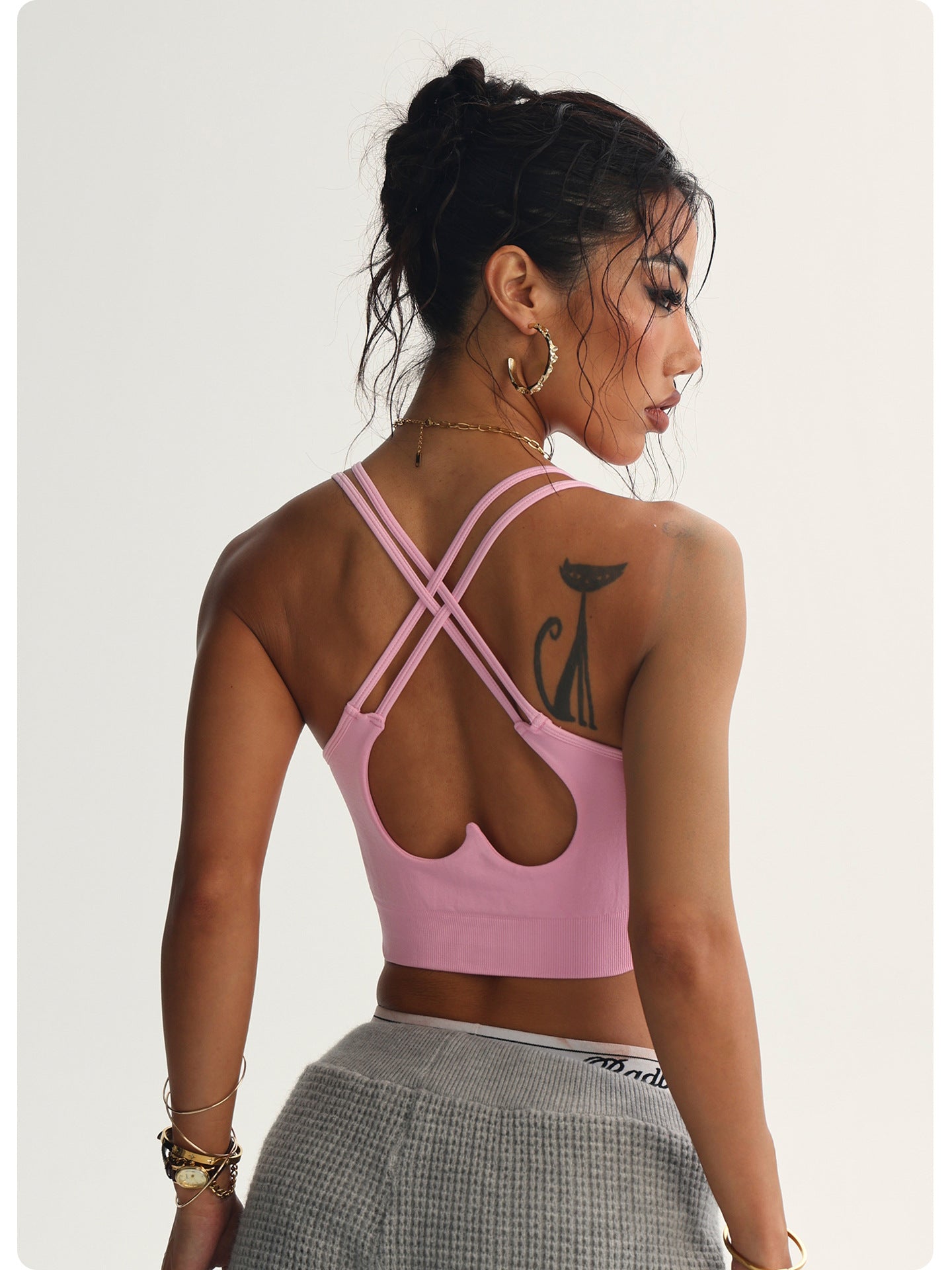 Yoga Clothes Women Sexy Fitness Peach Heart Cross Beauty Back Yoga Bra Sports Underwear