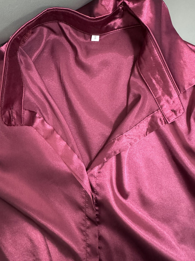 Women Clothes Clothes Spring Summer Satin Shirt Shirt Long Sleeve Satin Top