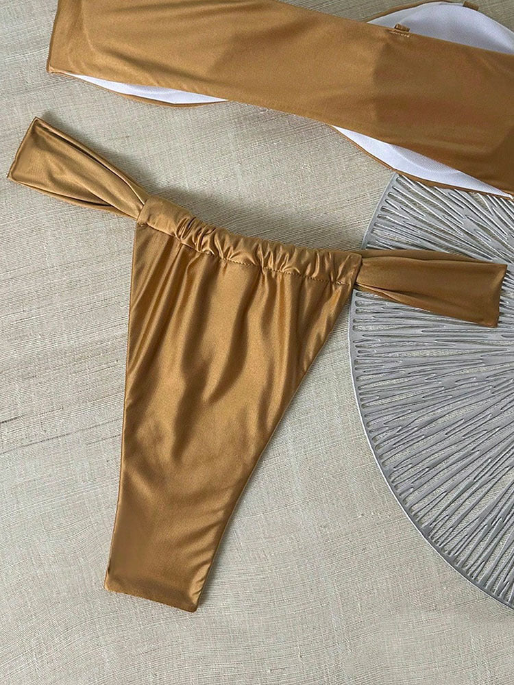 Tube Top Sexy Split Swimsuit Women Vacation Beach Bikini Spring Swimsuit
