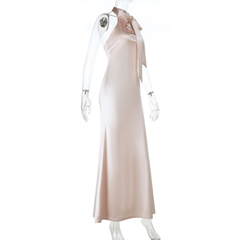 Sexy Backless Fishtail Evening Dress Autumn Elegant Halter Dress