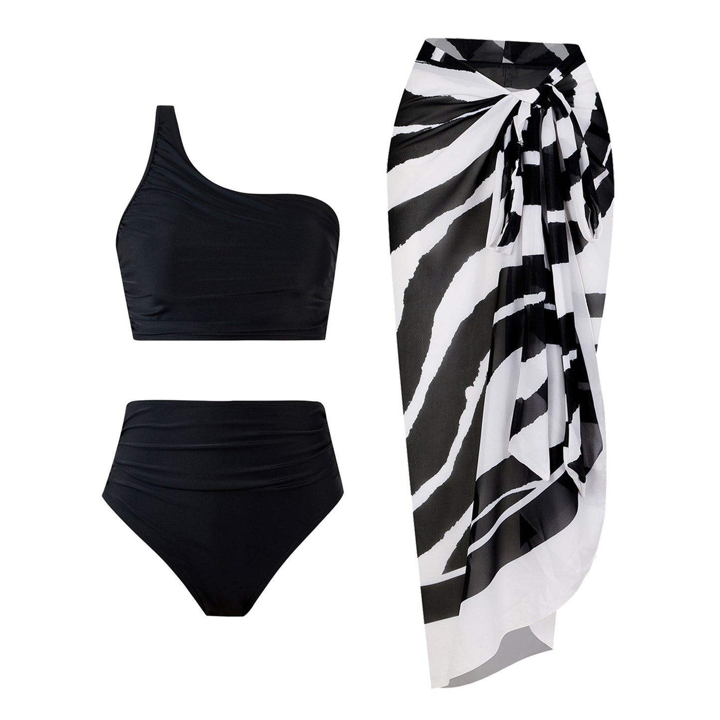 High Waist Solid Color Bikini Swimsuit Women Split Swimsuit Bikini