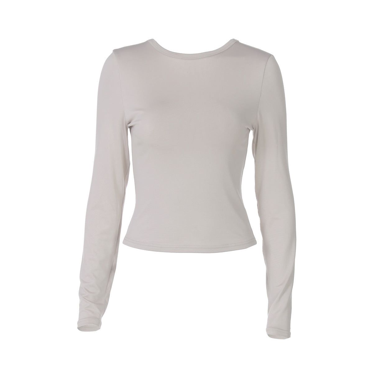 Women Clothing Summer Sexy Slim Fit Slim Backless Solid Color Long-Sleeved Top