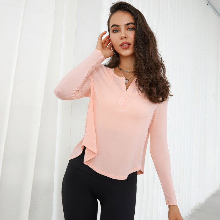Loose Fitness Yoga Long Sleeve T shirt Quick Drying Blouse Autumn Thread Sports Workout Clothes Top Women