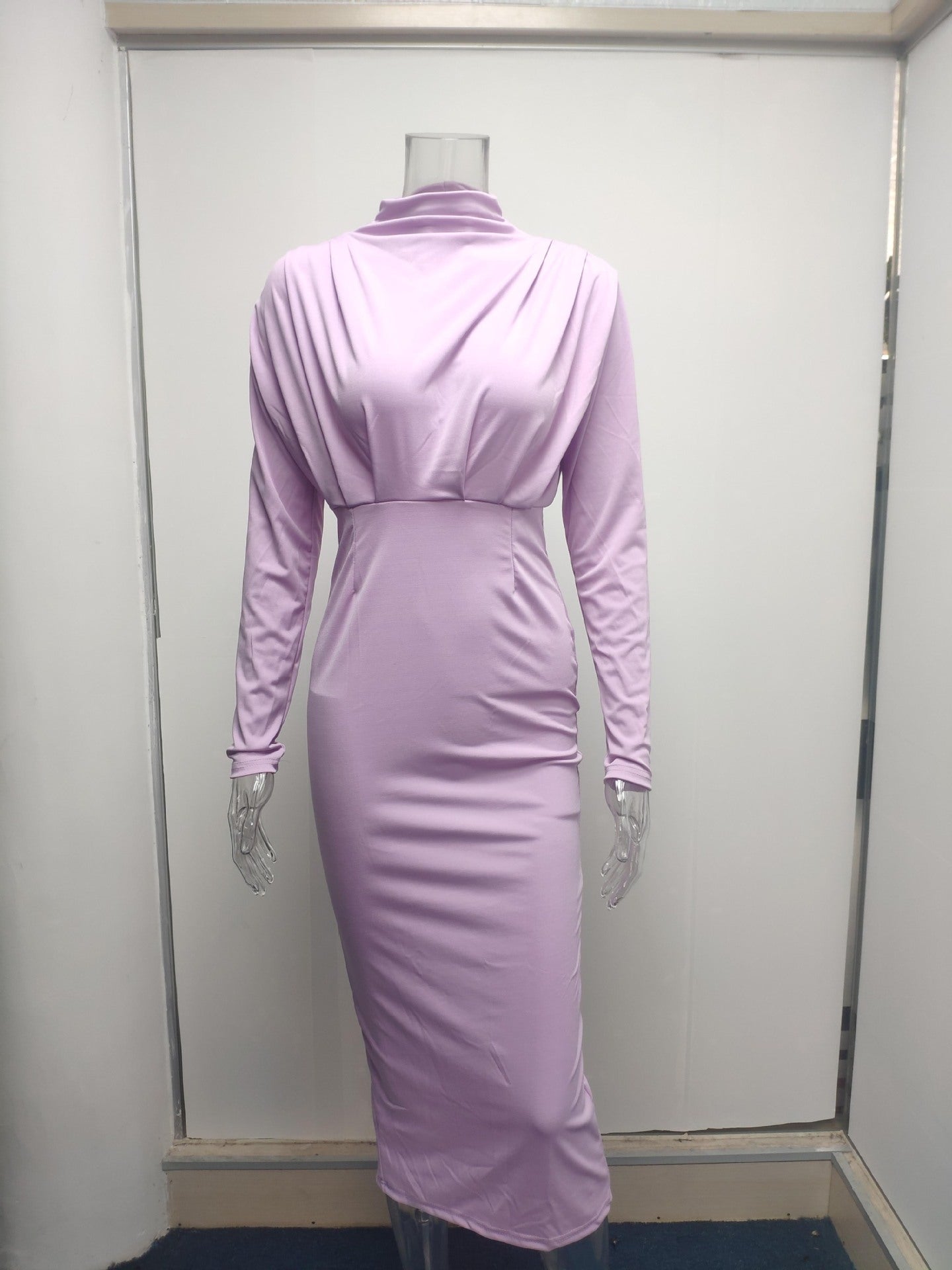 Autumn Waist-Controlled Western Solid Color Long Sleeve Dress