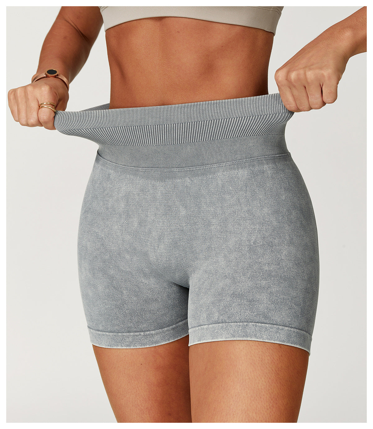 Seamless Stone Washed Yoga Shorts High Waist Hip Lift Shorts Skinny Running Sports Fitness Yoga Pants Women