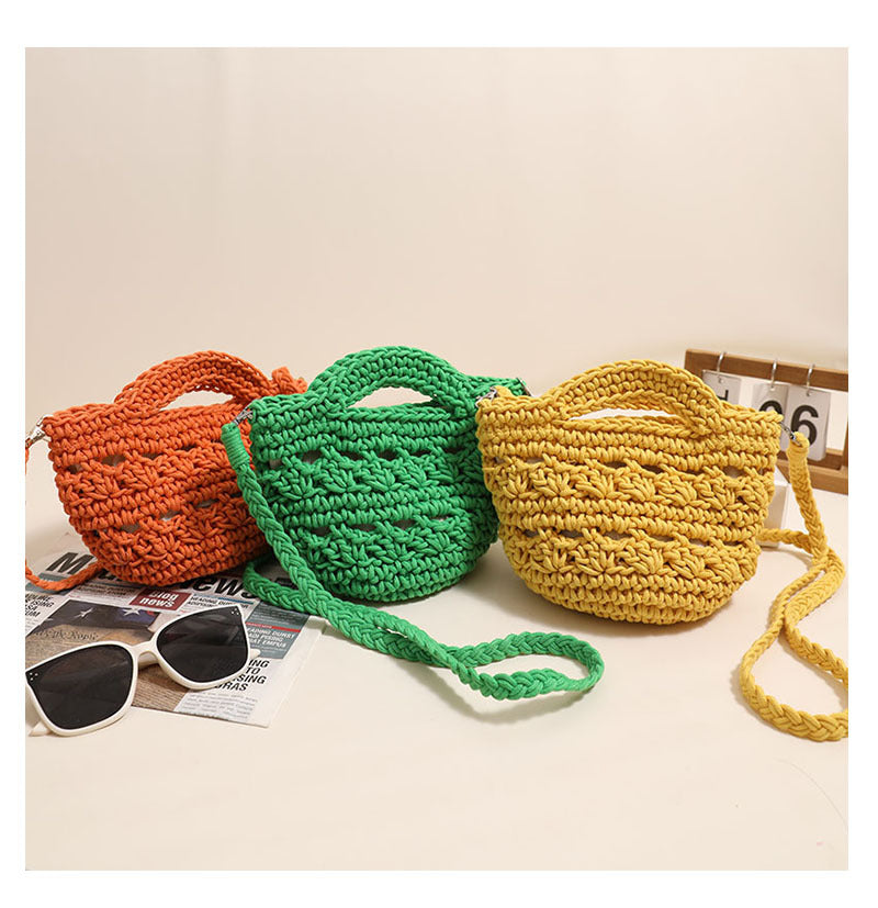 Crossbody Cotton Thread Woven Bag All Matching Hollow Out Cutout Straw Bag Vacation Beach Bag Partysu Women Bag