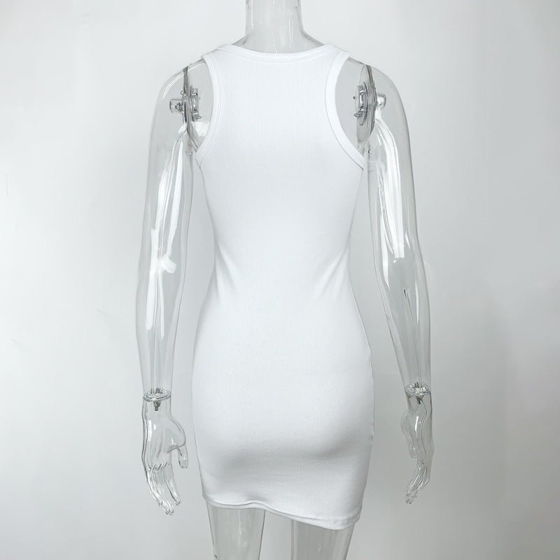 Summer Women Thread Sleeveless Sexy Hip Simple Slim Vest Dress