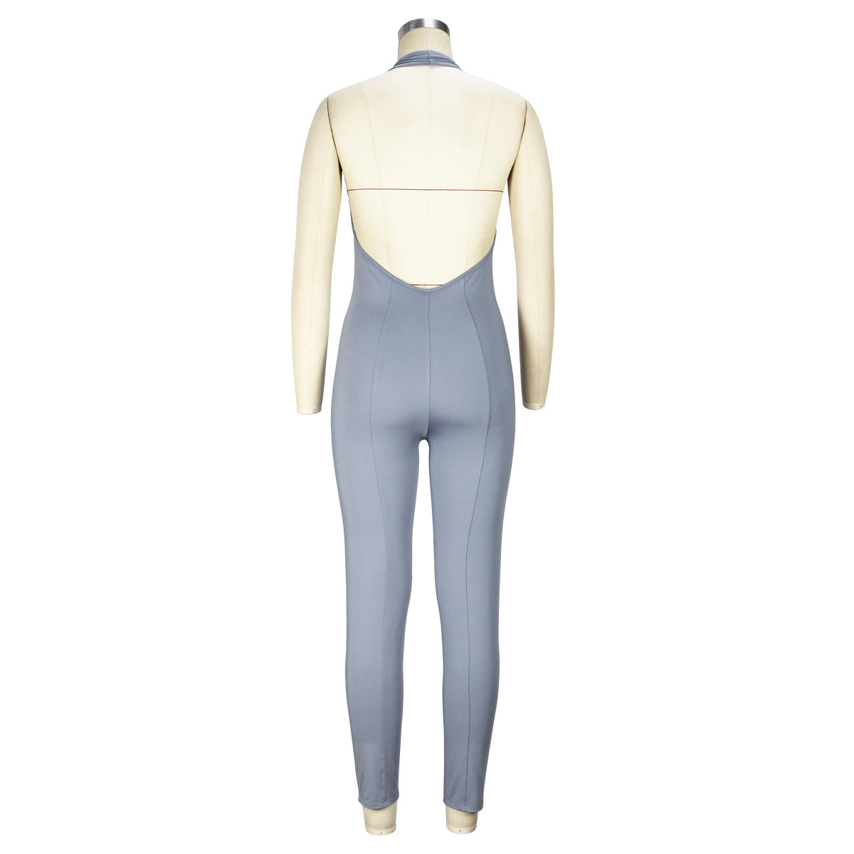 Sexy Women Wear Halter Round Neck Backless Jumpsuit Slim Fit Jumpsuit