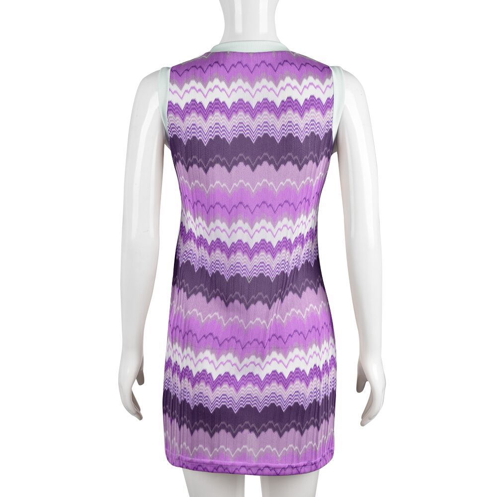 Women Clothing Spring Pattern Print round Neck Contrast Color Sexy Dress