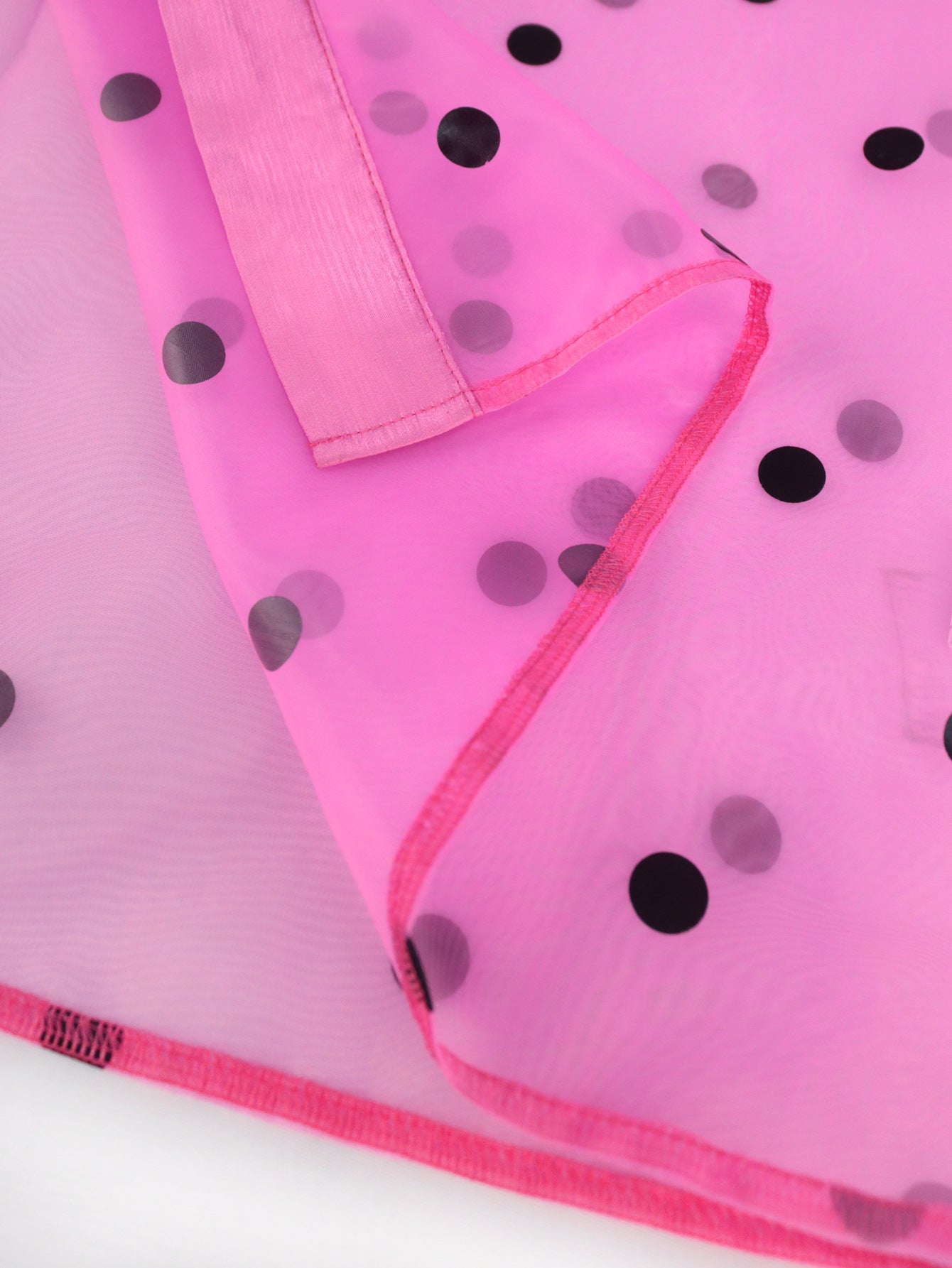Summer Casual Breathable Tulle Coat Polka Dot Puff Sleeve See through Women Chiffon